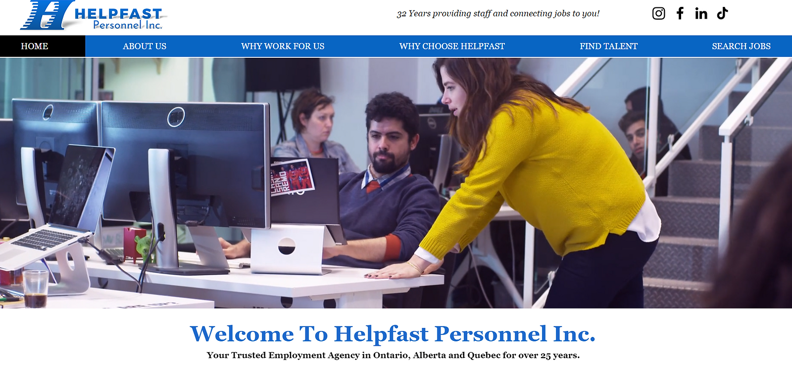 image of the home page for Helpfastworks
